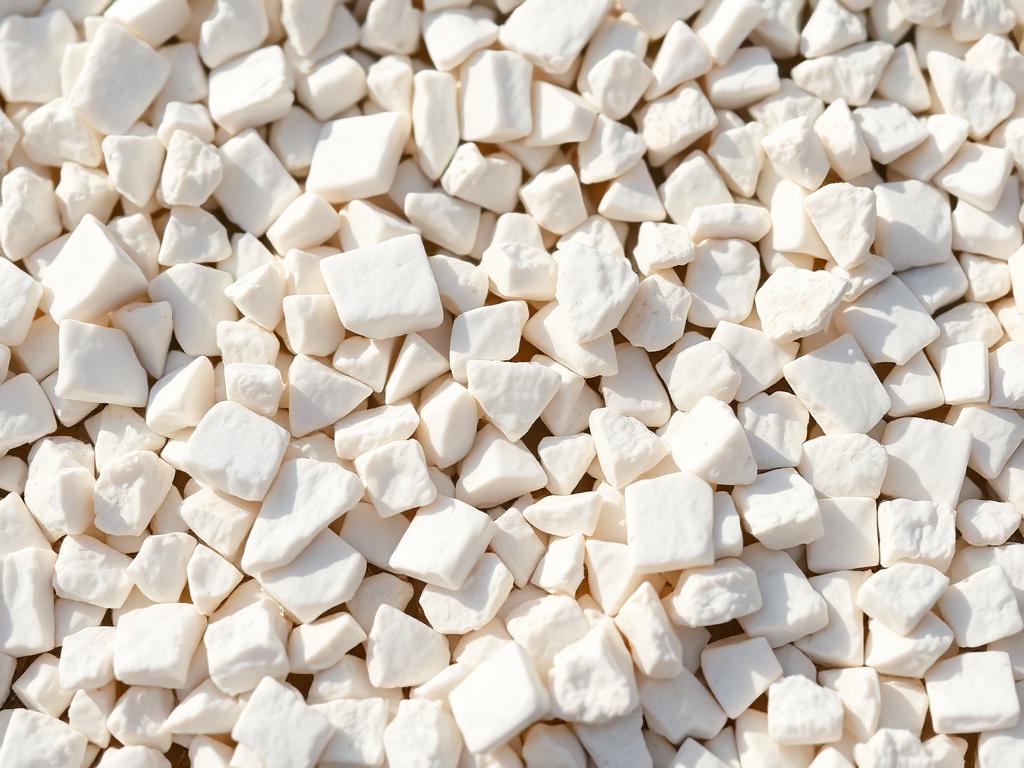Bright white angular marble chips graded and washed for garden use
