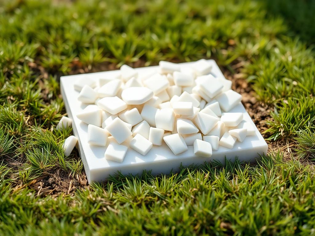 Clean white memorial chippings on a grave setting