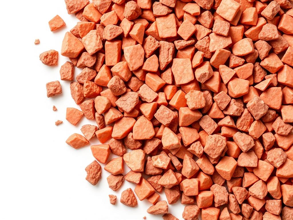 Warm red granite gravel chippings screened for landscaping use